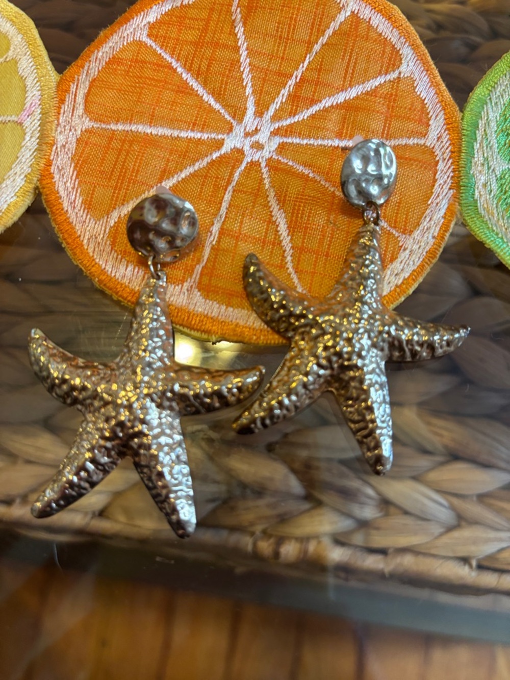 Hammered texture finish Starfish Drop Earrings